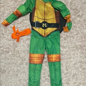 Kids Green and Orange Ninja Turtle Costume